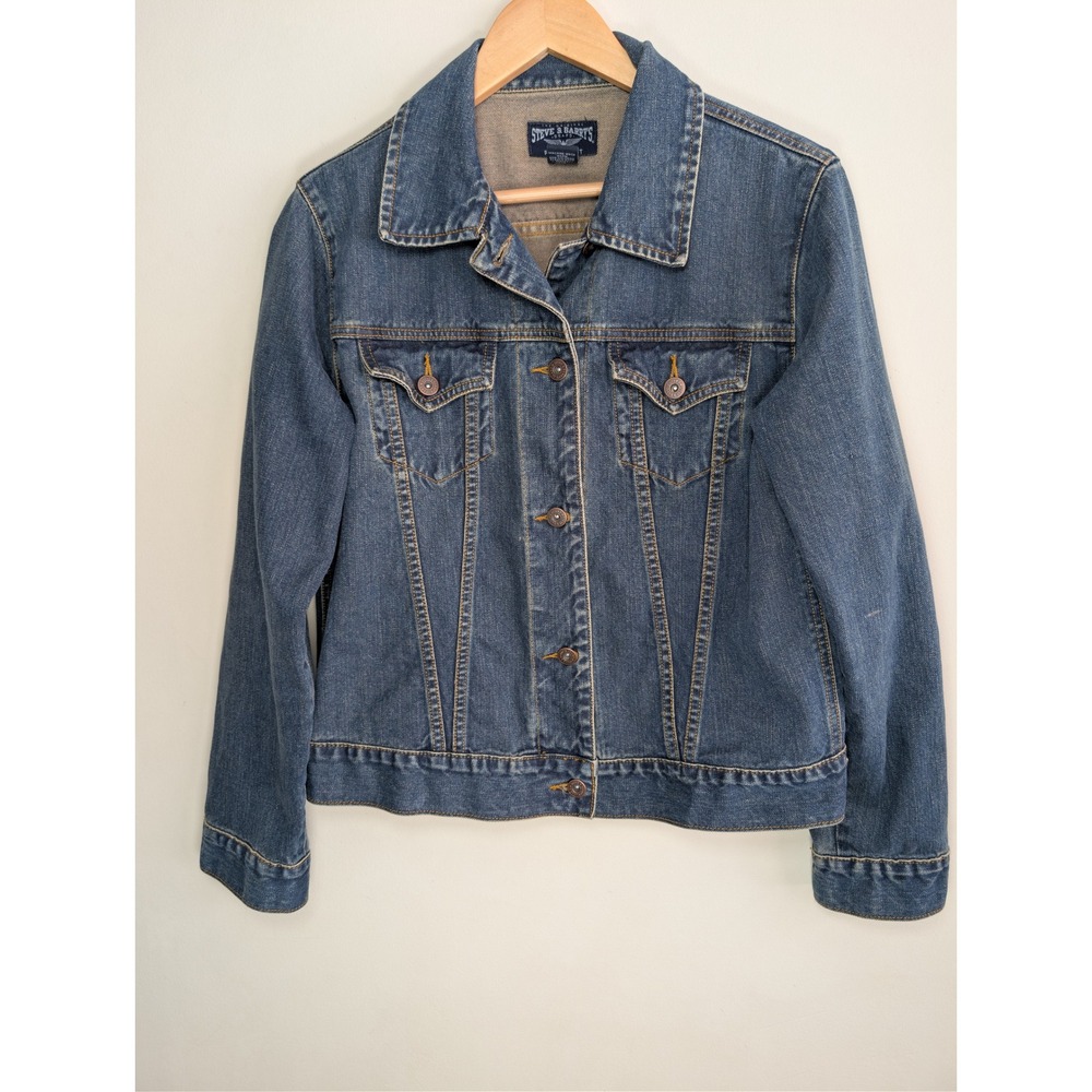 Steve & Barry's Denim Jacket Women's L Classic Blue Jean Trucker Y2K‎